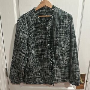 Dialogue Women's Green, Gray, Black and White Tweed Jacket